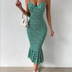 Green floral summer dress